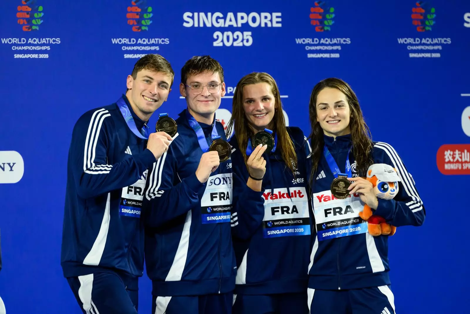 Mondiaux de natation : Maxime Grousset et ses coéquipiers médaillés de bronze dans le relais 4x100 m nage libre mixte