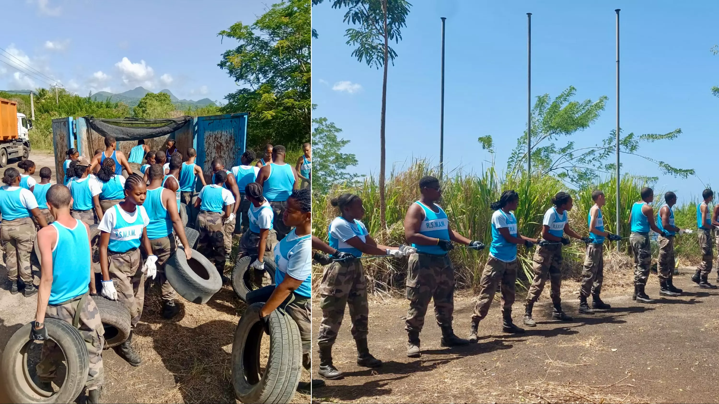 Martinique : Les jeunes du RSMA participent à une collecte et évacuation de pneus usagés