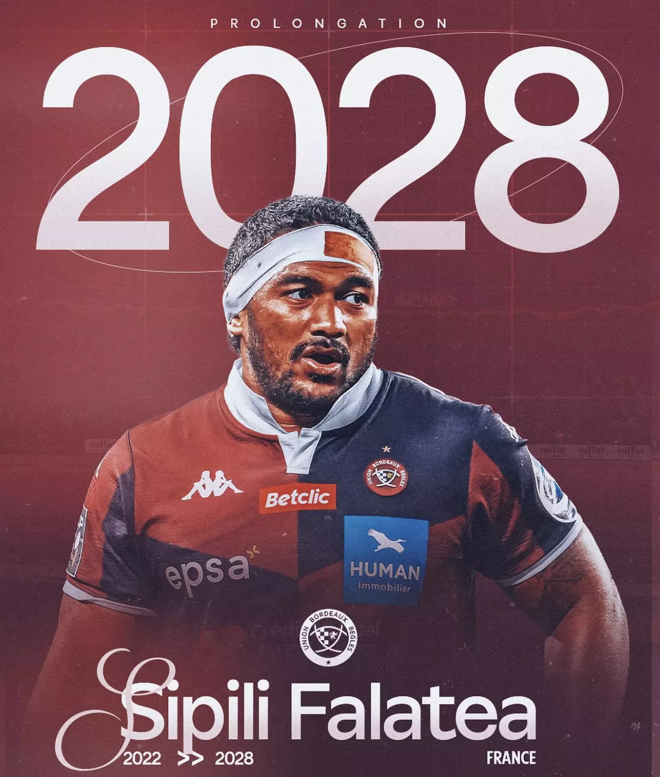 Top 14: Le futunien Sipili Falatea prolonge jusqu'en 2028 avec Bordeaux-Bègles