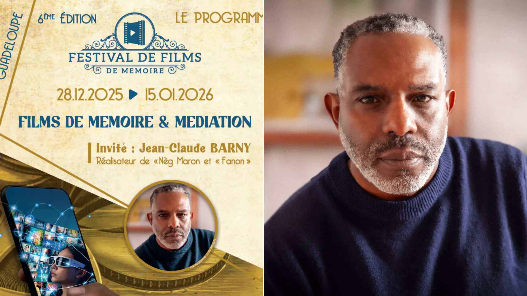 Le cinéaste guadeloupéen Jean- Claude Barny invité d’honneur de la 6ème édition de films de Mémoire de Guadeloupe