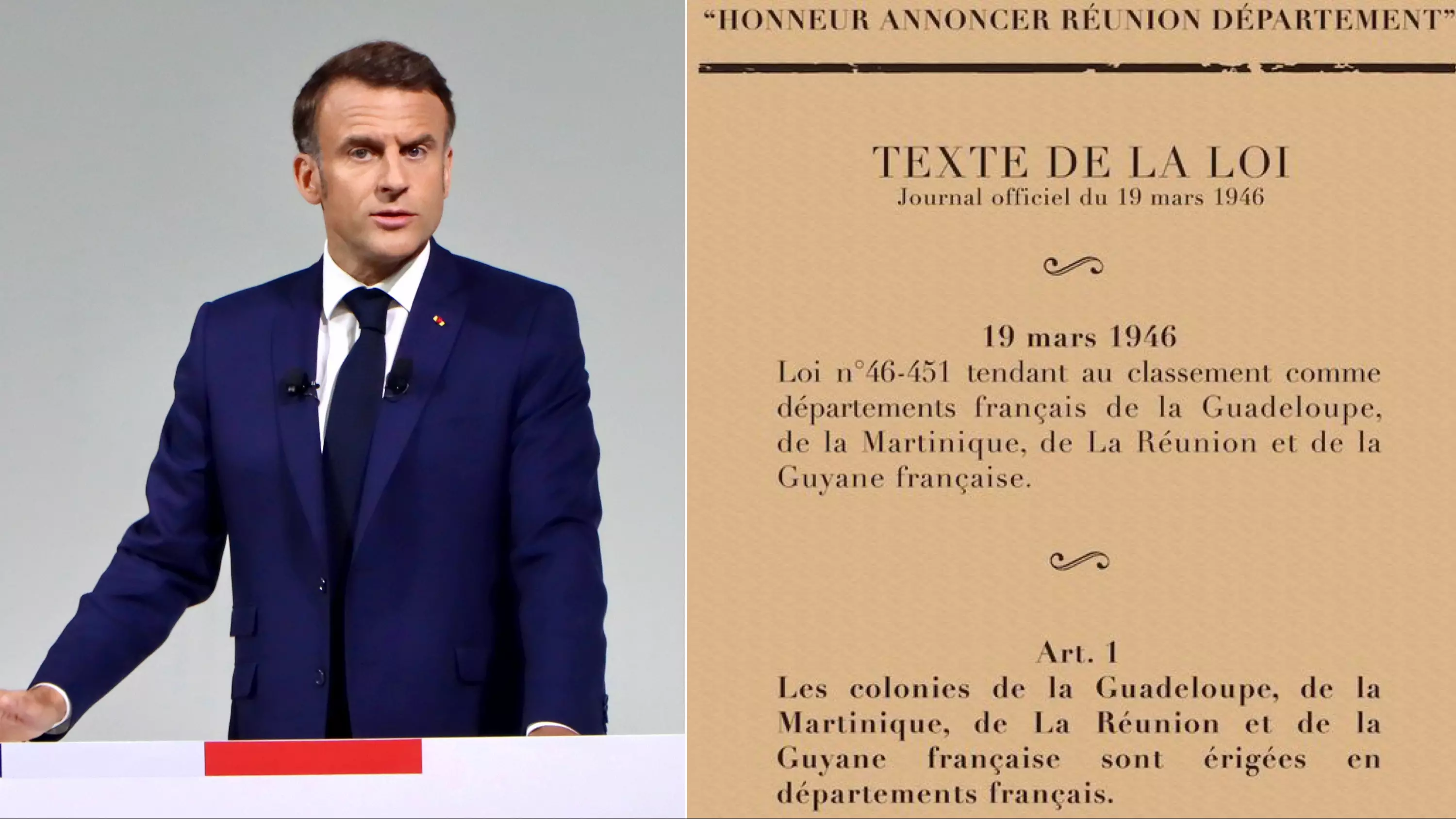 80 ans de la départementalisation en Outre-mer : « Étape décisive dans la reconnaissance institutionnelle, politique et sociale de ces territoires » rappelle Emmanuel Macron