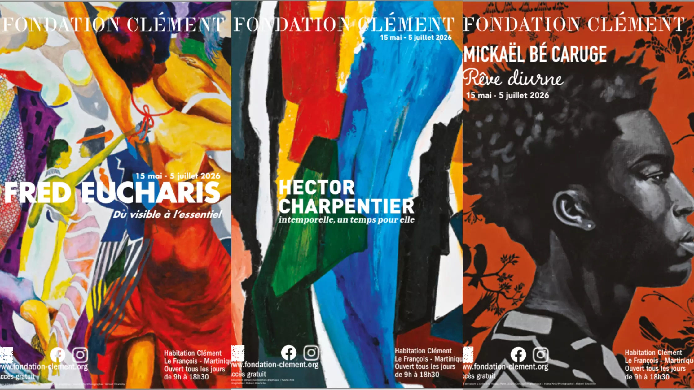 « Du visible à l’essentiel » de Fred Eucharis, « Intemporelle, Un temps pour elle » et « Rêve diurne » de Michaël Bé Caruge, trois univers picturaux d’artistes martiniquais présentés à la Fondation Clément