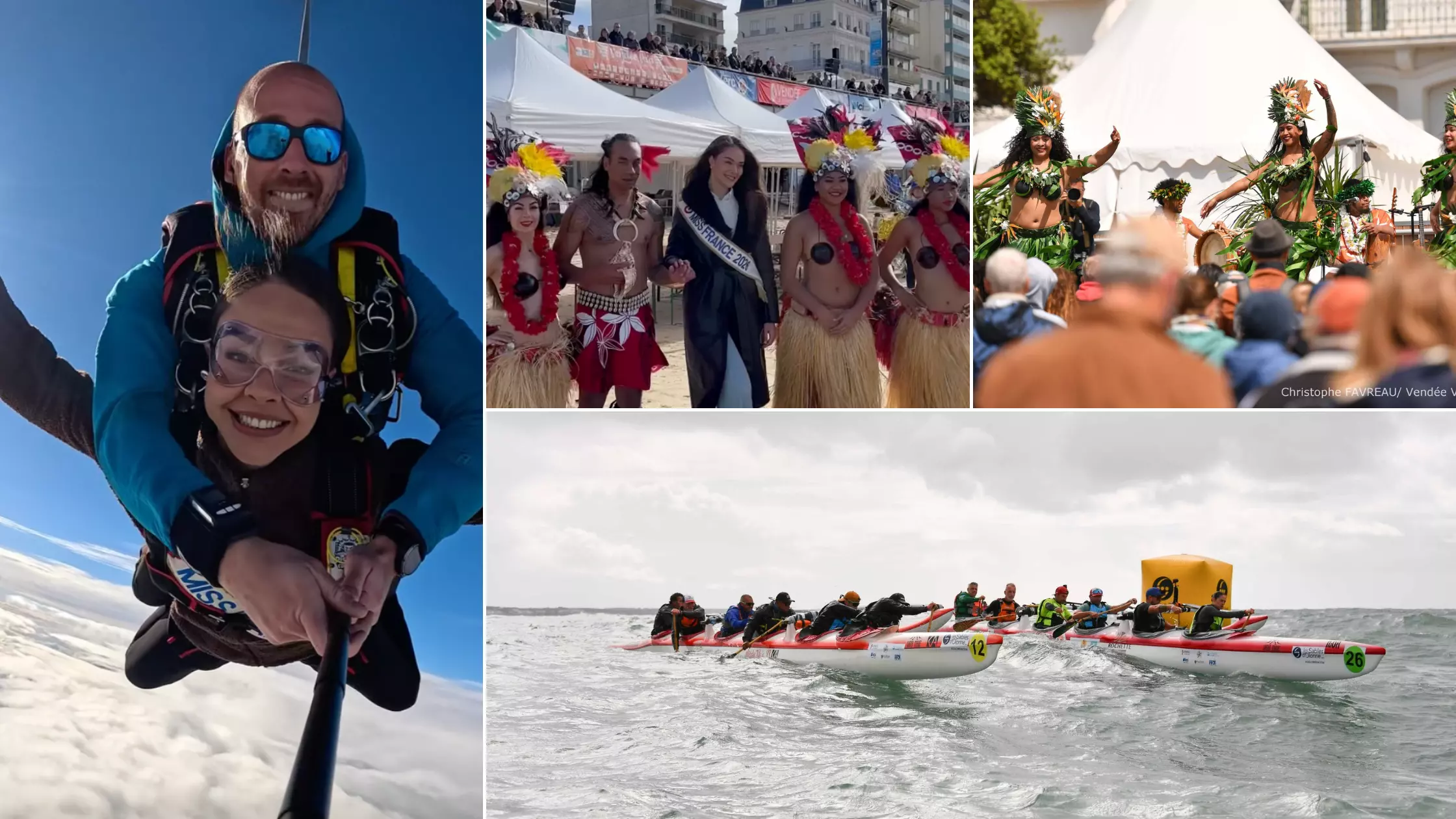 Après une arrivée spectaculaire, Miss France 2026, Hinaupoko Devèze, lance la Vendée Va’a aux Sables d'Olonne