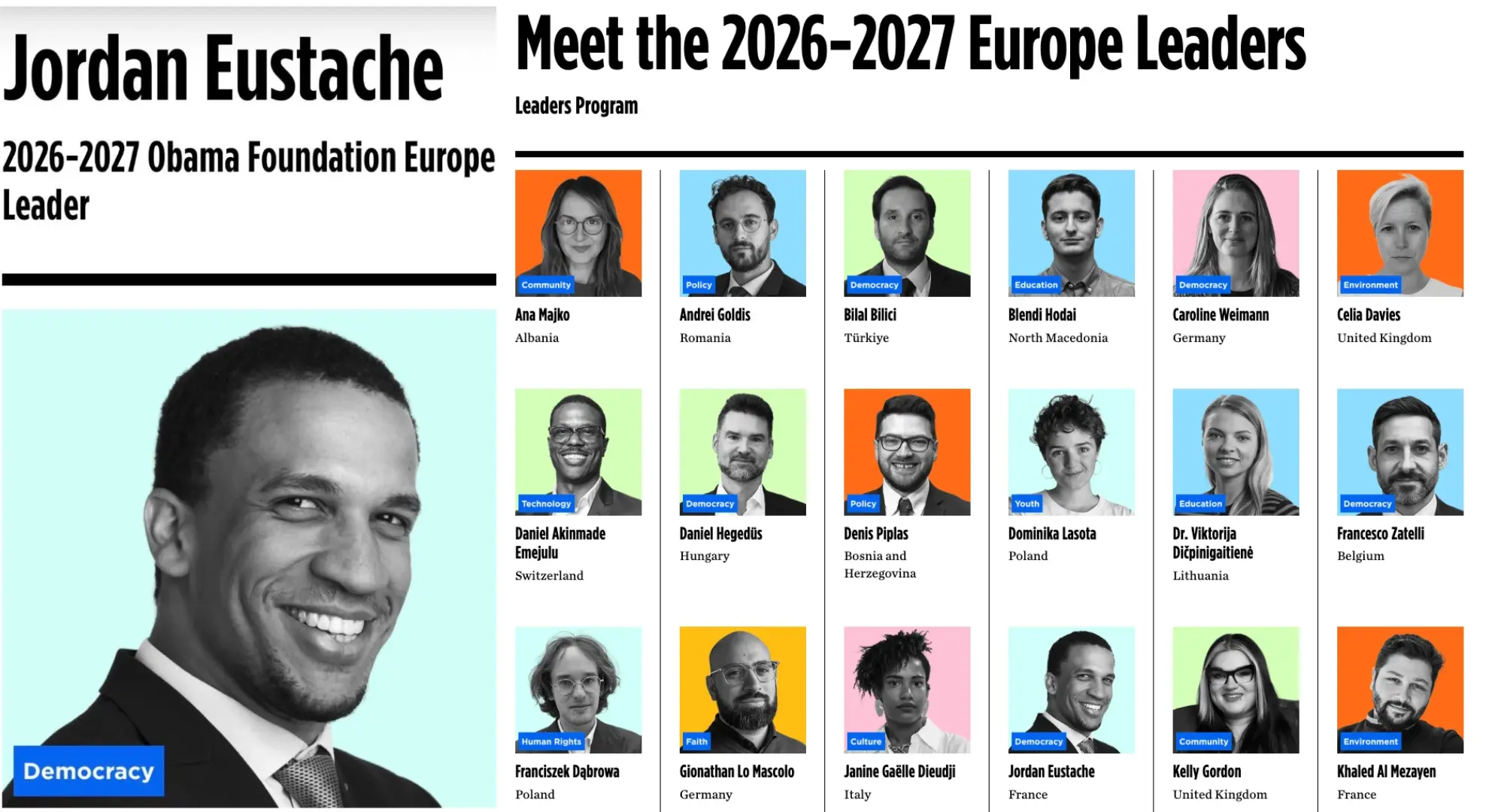 Le Martiniquais Jordan Eustache sélectionné au sein du programme Leaders Europe de la Fondation Obama : «Les jeunes ultramarins ont des choses à dire au monde»