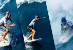 Surf : Kauli Vaast, Mihimana Braye et Marco Mignot en phases finales de la Tahiti Pro