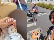 La surfeuse réunionnaise Johanne Defay, médaillée de bronze aux JO de Paris 2024, et désormais jeune maman