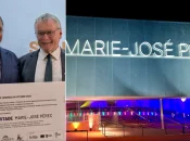 Inauguration du stade couvert Marie-José-Pérec à Limoges, en présence de l'athlète guadeloupéenne