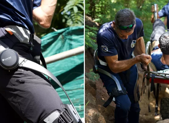 La Réunion&nbsp;: Le Peloton de Gendarmerie de Haute Montagne expérimente un exosquelette lors d’une opération en conditions réelles à Saint-Leu