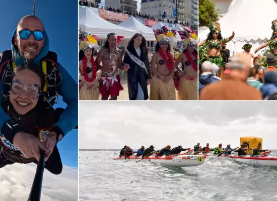 Après une arrivée spectaculaire, Miss France 2026, Hinaupoko Devèze, lance la Vendée Va’a aux Sables d'Olonne